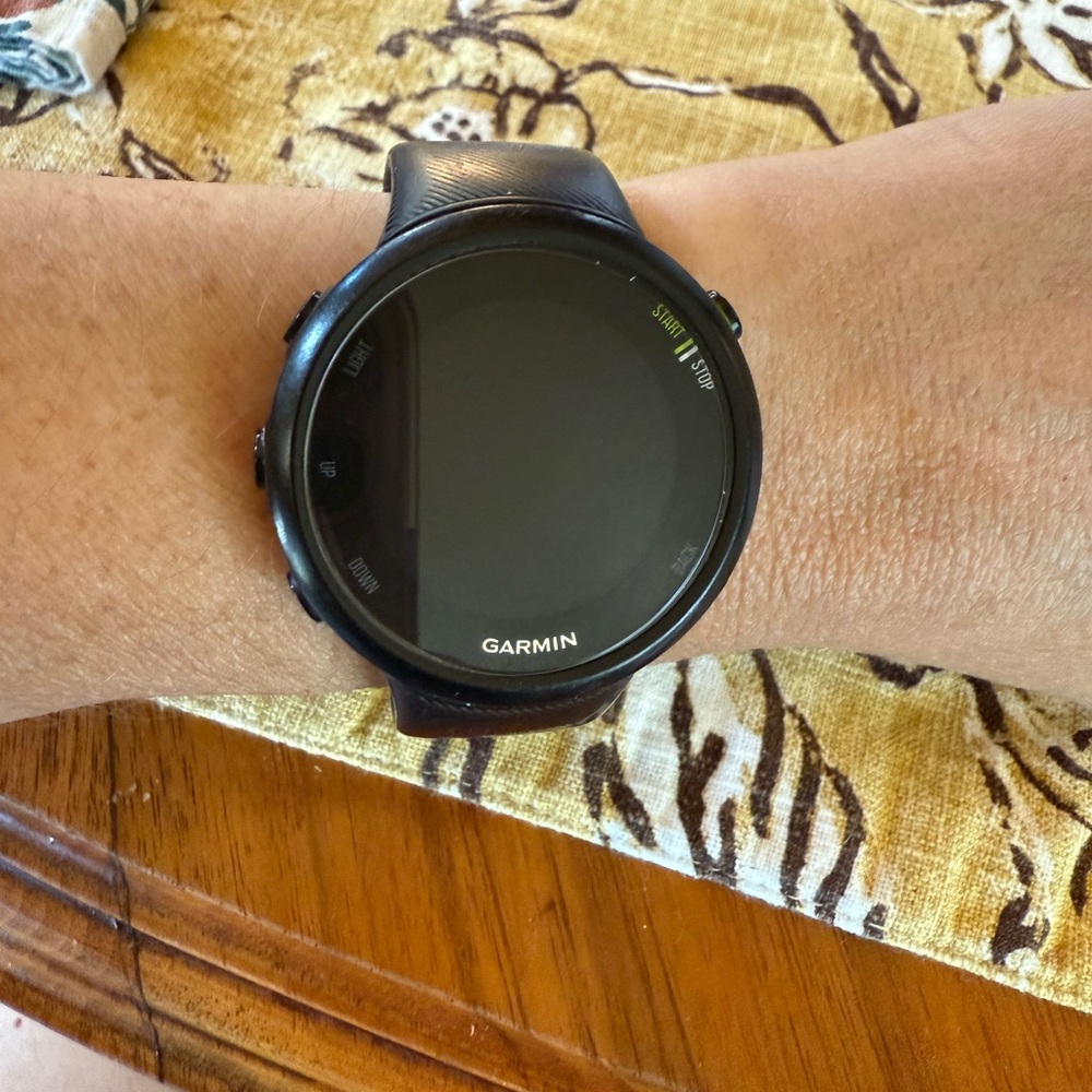 Garmin Black Forerunner 45 with charging cable. Pre-owned.